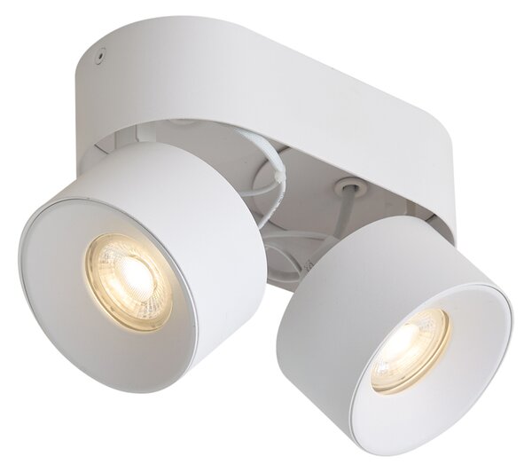 Moderní přisazené bodové svítidlo bílé GU10 50mm se 2 naklápěcími světly - Echo