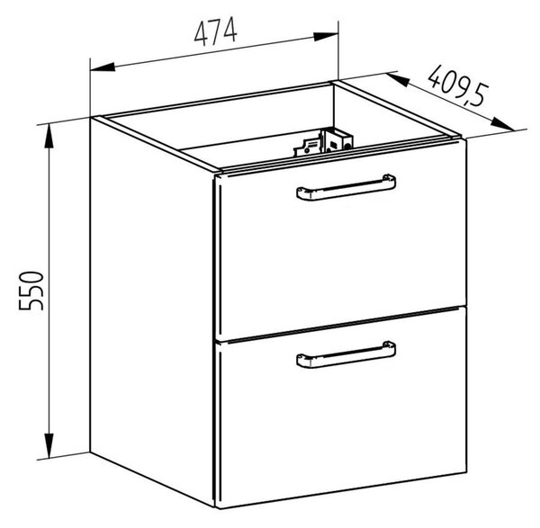 Mereo Mereo, Leny, koupelnová skříňka s keramickým umyvadlem 50 cm, bílá, nové madlo, MER-CN810N
