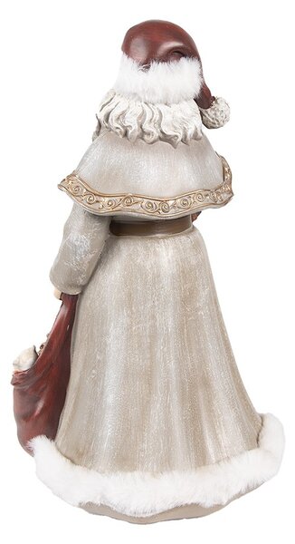 Vánoční dekorace socha Santa v šedém kabátku a dárky - 16*16*31 cm - Clayre & Eef