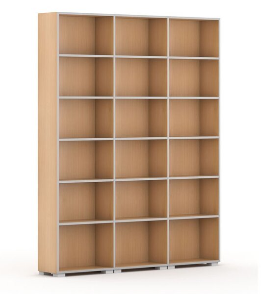 Knihovna SILVER LINE, 3 sloupce, 2230 x 1800 x 400 mm, buk