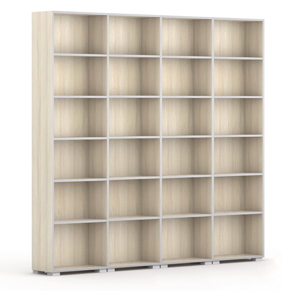 Knihovna SILVER LINE, 4 sloupce, 2230 x 2400 x 400 mm, dub přírodní
