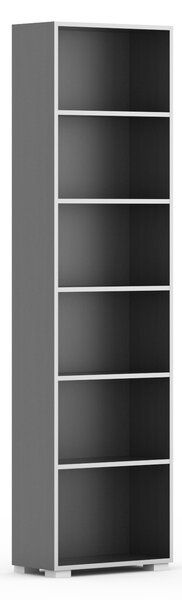 Knihovna SILVER LINE, 1 sloupec, 2230 x 600 x 400 mm, grafit