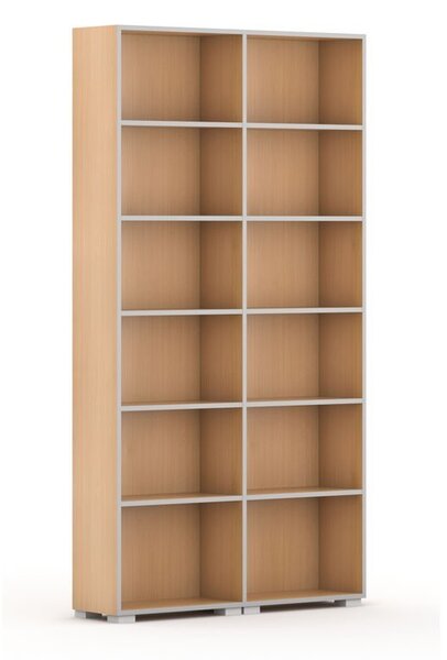 Knihovna SILVER LINE, 2 sloupce, 2230 x 1200 x 400 mm, buk