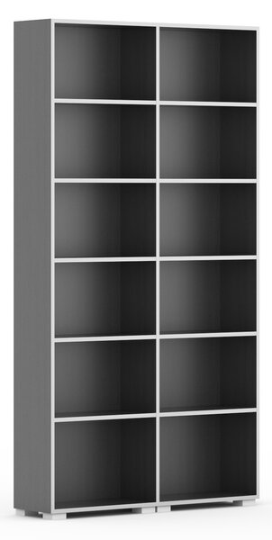 Knihovna SILVER LINE, 2 sloupce, 2230 x 1200 x 400 mm, grafit
