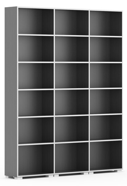 Knihovna SILVER LINE, 3 sloupce, 2230 x 1800 x 400 mm, grafit
