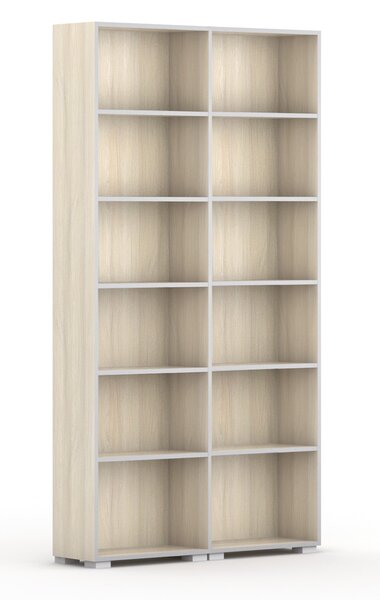 Knihovna SILVER LINE, 2 sloupce, 2230 x 1200 x 400 mm, dub přírodní