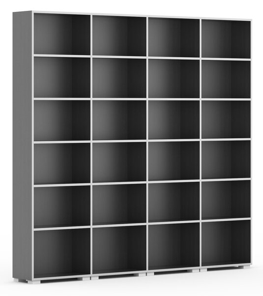 Knihovna SILVER LINE, 4 sloupce, 2230 x 2400 x 400 mm, grafit