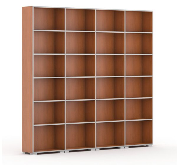 Knihovna SILVER LINE, 4 sloupce, 2230 x 2400 x 400 mm, třešeň
