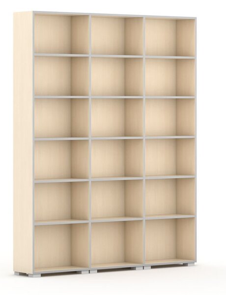 Knihovna SILVER LINE, 3 sloupce, 2230 x 1800 x 400 mm, bříza