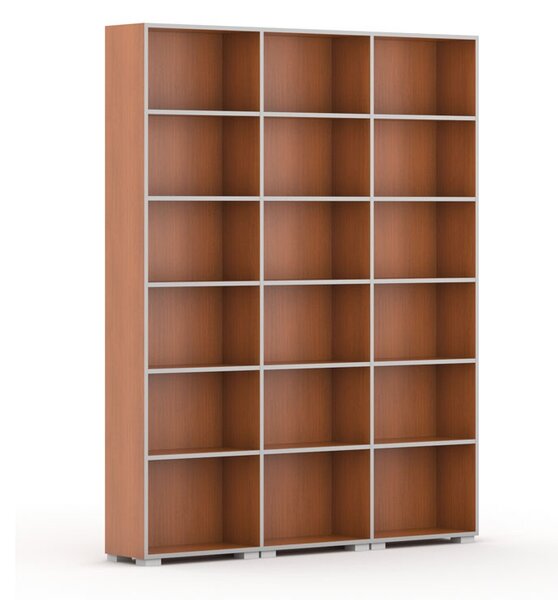 Knihovna SILVER LINE, 3 sloupce, 2230 x 1800 x 400 mm, třešeň