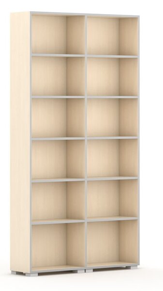 Knihovna SILVER LINE, 2 sloupce, 2230 x 1200 x 400 mm, bříza