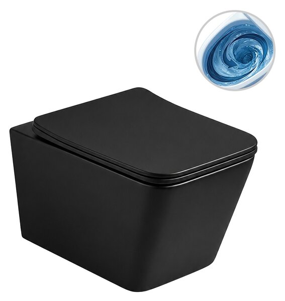WC závěsné Forte, Vortex - vírové splachování + Slim/SoftClose sedátko - černá matná - 52x35 cm