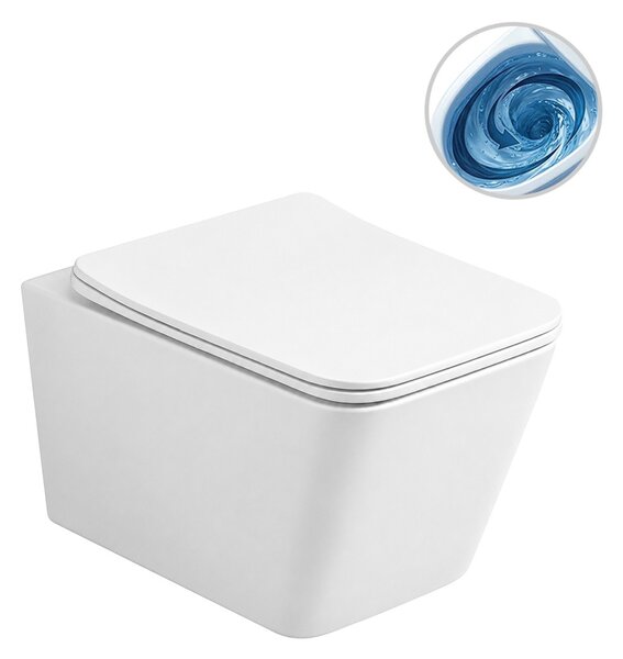 WC závěsné Forte, Vortex - vírové splachování + Slim/SoftClose sedátko - bílá lesklá - 52x35 cm
