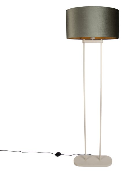 Stojací lampa béžová se zeleným oválným stínidlem a zlatým vnitřkem 50 cm - Thijmen