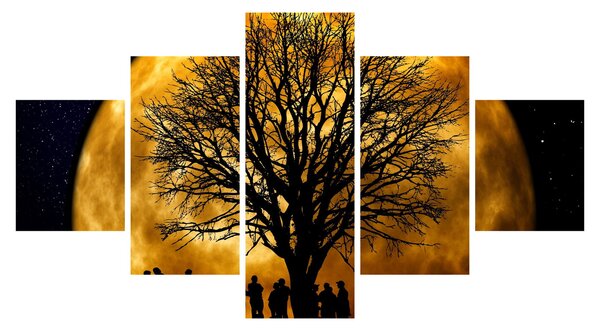 Obraz měsíce a siluet (125x70 cm)
