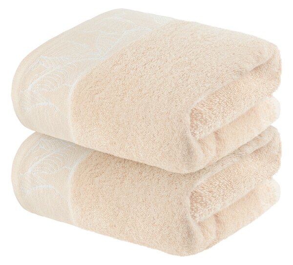Livarno Home Froté ručník, 50 x 100 cm, 2 kusy (béžová) (100346844001)