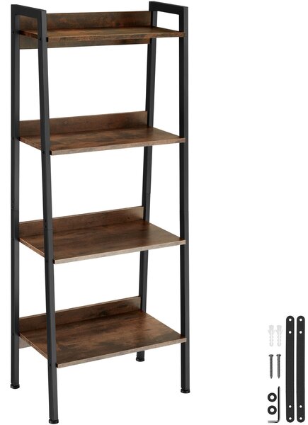 Tectake Regál s policemi - 57,5 x 34 x 138 cm, Industriální dřevo tmavé, rustikální