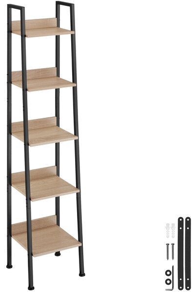 Tectake Regál s policemi - 35,5 x 31,5 x 170,5 cm, Industrial světlé dřevo, dub Sonoma