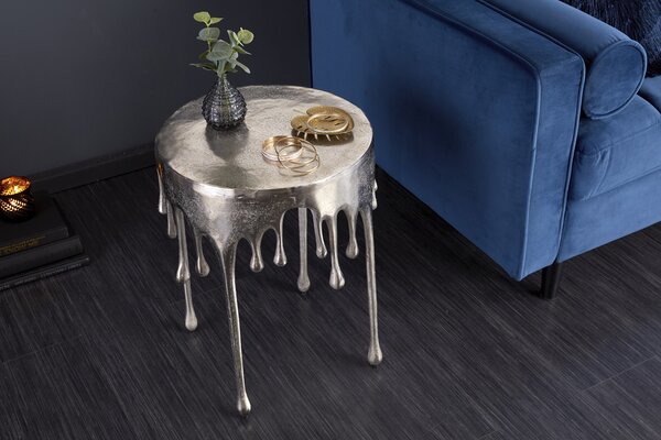 Příruční stolek LIQUIDE 51 cm - stříbrná