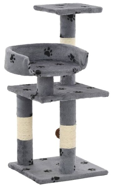 Škrabadlo pro kočky se sisalovými sloupky 65 cm šedé s tlapkami 170608