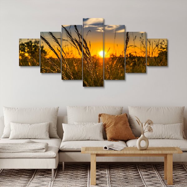 Obraz pole při západu slunce (210x100 cm)