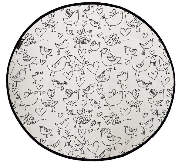 Butter Kings, KOBEREC - OMALOVÁNKY - Kissing birds, 130x130 (průměr) kruh, bílá, dětský pokoj