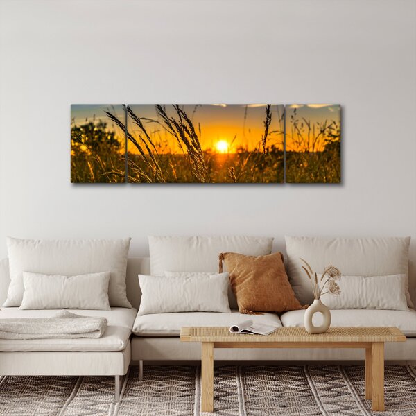 Obraz pole při západu slunce (170x50 cm)