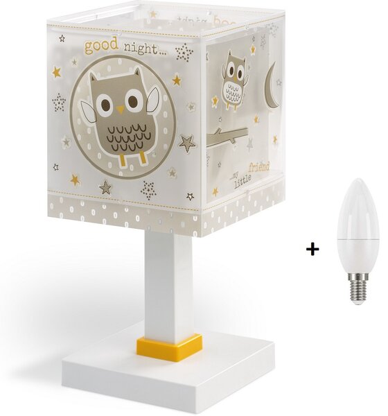 Dalber 63391 GOOD NIGHT - Dětská stolní lampička + Dárek LED žárovka (Stolní lampička se sovičkami)