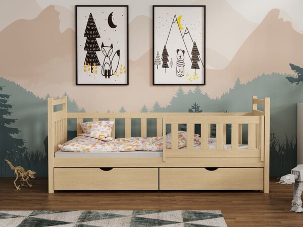 Dětská postel s úložným prostorem Natalia, Šedá, 90x200