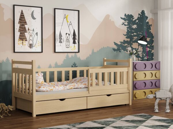 Dětská postel s úložným prostorem Natalia, Šedá, 90x200