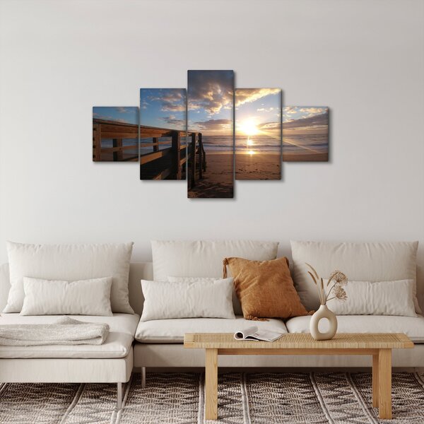 Obraz mola, pláže a moře (125x70 cm)