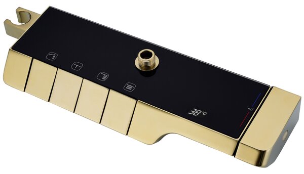 Sprchový komplet s termostatickou baterií REA ROB černý mat/zlatý kartáčovaný