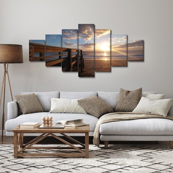 Obraz mola, pláže a moře (210x100 cm)