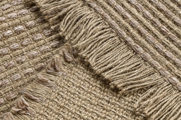 Koberec JUTE 3652 s třásněmi, tmavě béžový
