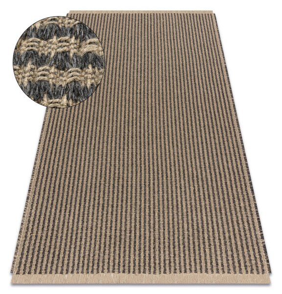 Koberec JUTE 3650 s třásněmi černý / béžový