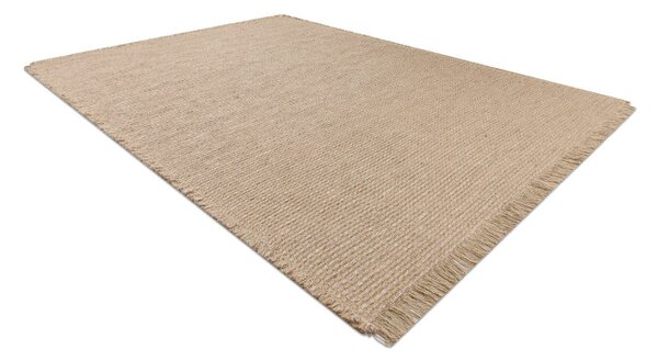 Koberec JUTE 3652 s třásněmi, tmavě béžový