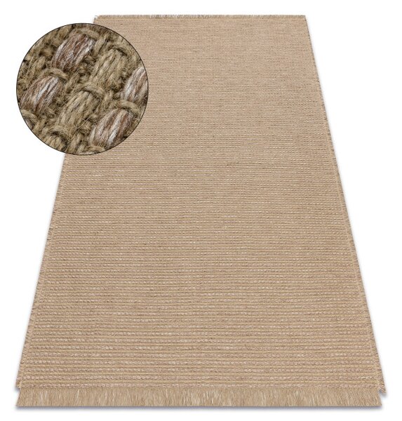 Koberec JUTE 3652 s třásněmi, tmavě béžový