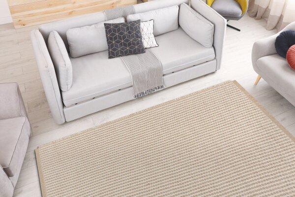 Koberec JUTE 3650 s třásněmi krémový / béžový