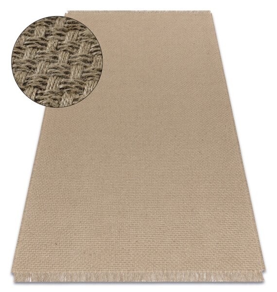 Koberec JUTE 3731 s třásněmi, tmavě béžový