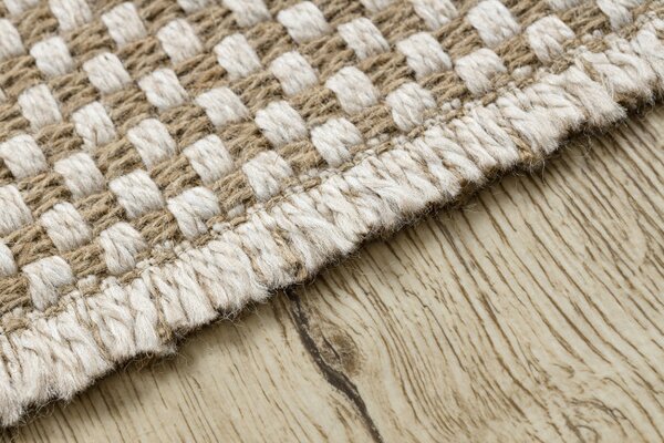 Koberec JUTE 3731 s třásněmi, krémový / béžový