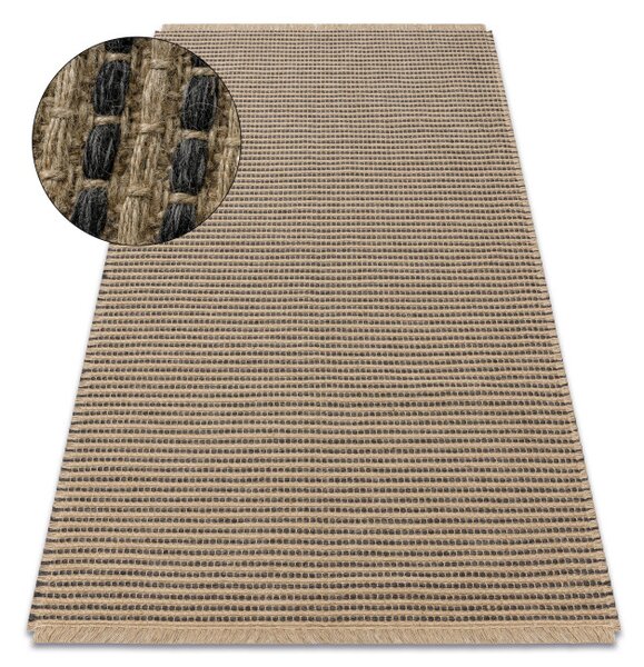 Koberec JUTE 3652 s třásněmi černý / béžový