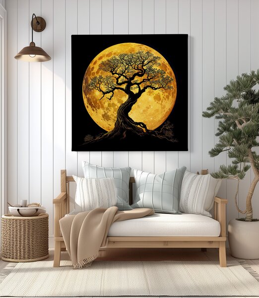 Obraz na plátně - Strom života Měsíc v úplňku FeelHappy.cz Velikost obrazu (šířka x výška): 40 x 40 cm