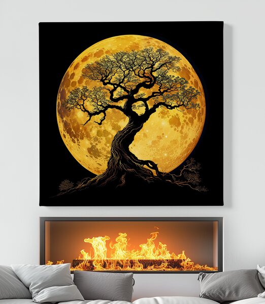 Obraz na plátně - Strom života Měsíc v úplňku FeelHappy.cz Velikost obrazu (šířka x výška): 40 x 40 cm