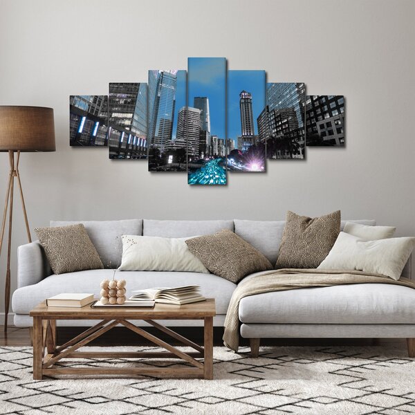 Obraz nočního města (210x100 cm)