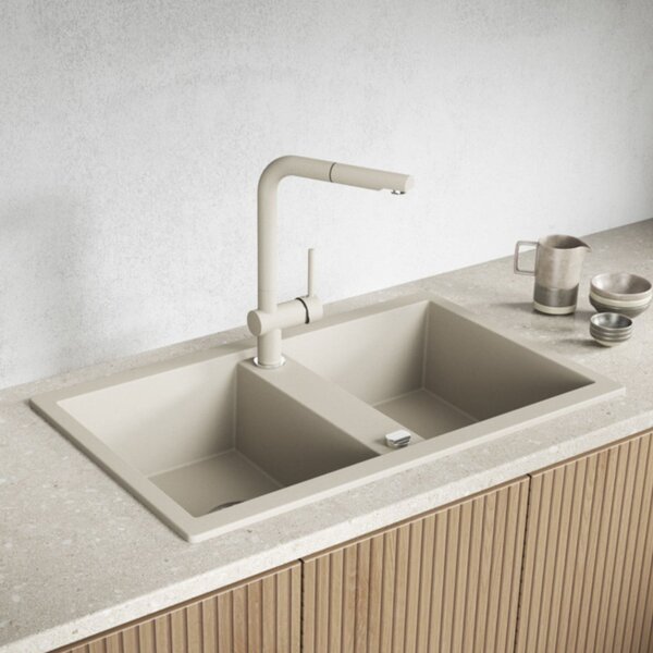 Laveo Barbados granitový dřez 78x48 cm béžová SBB420T