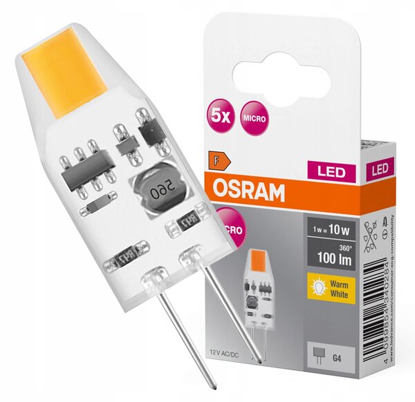 LED žárovka kapsle G4 1W = 10W 100lm 2700K teplá 12V 320° Osram 5 ks
