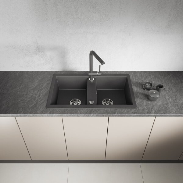 Laveo Barbados granitový dřez 78x48 cm černá SBB720T