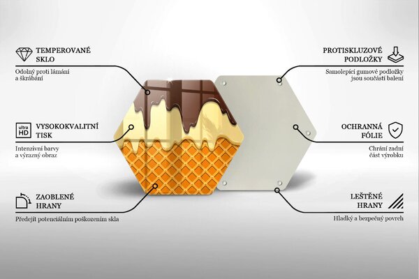 Skleněné krájecí prkénko Ilustrace kornoutu zmrzliny