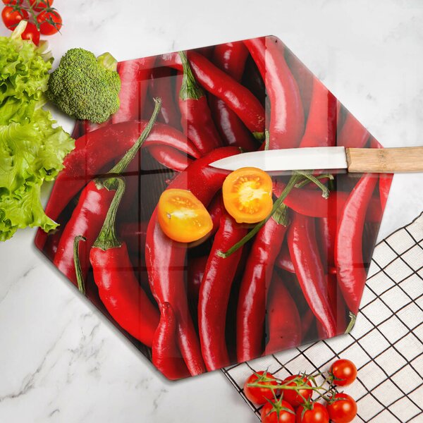 Skleněné krájecí prkénko Pálivé chilli papričky