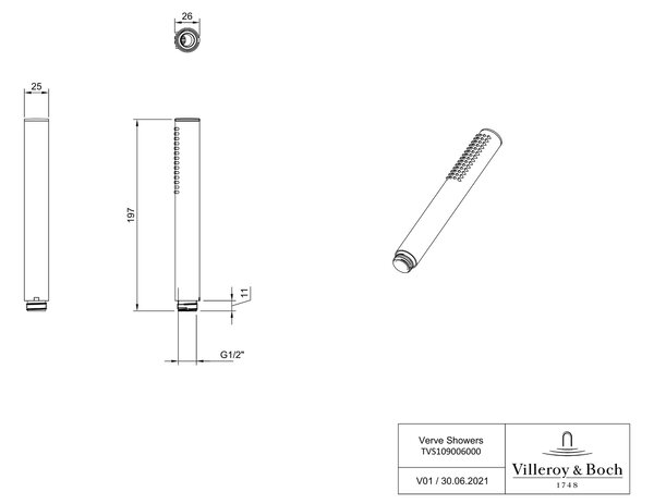Villeroy & Boch Verve Showers sprchová hlavice zlatá TVS10900600076